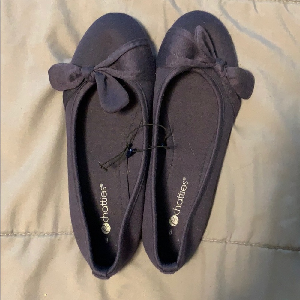 Navy fabric bow flats